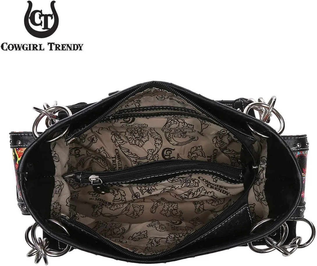 Western Style Spring Butterfly Flower Purse Women Country Handbag Rhinestone Stud Shoulder Bag Wallet Set