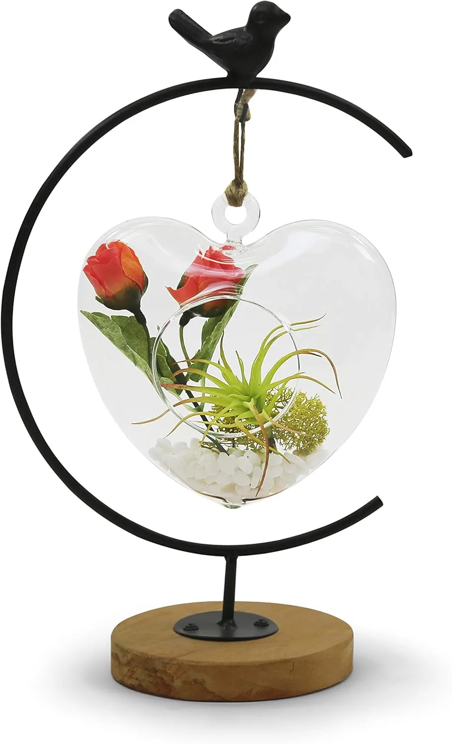 WGV Glass Hanging Plant Terrarium, Width 6", Height 6", Heart Valentine DIY Succulent Air Planter Clear Tea Light Votive Candle Holder for Event Home Garden Outdoor Decor, 1 Piece