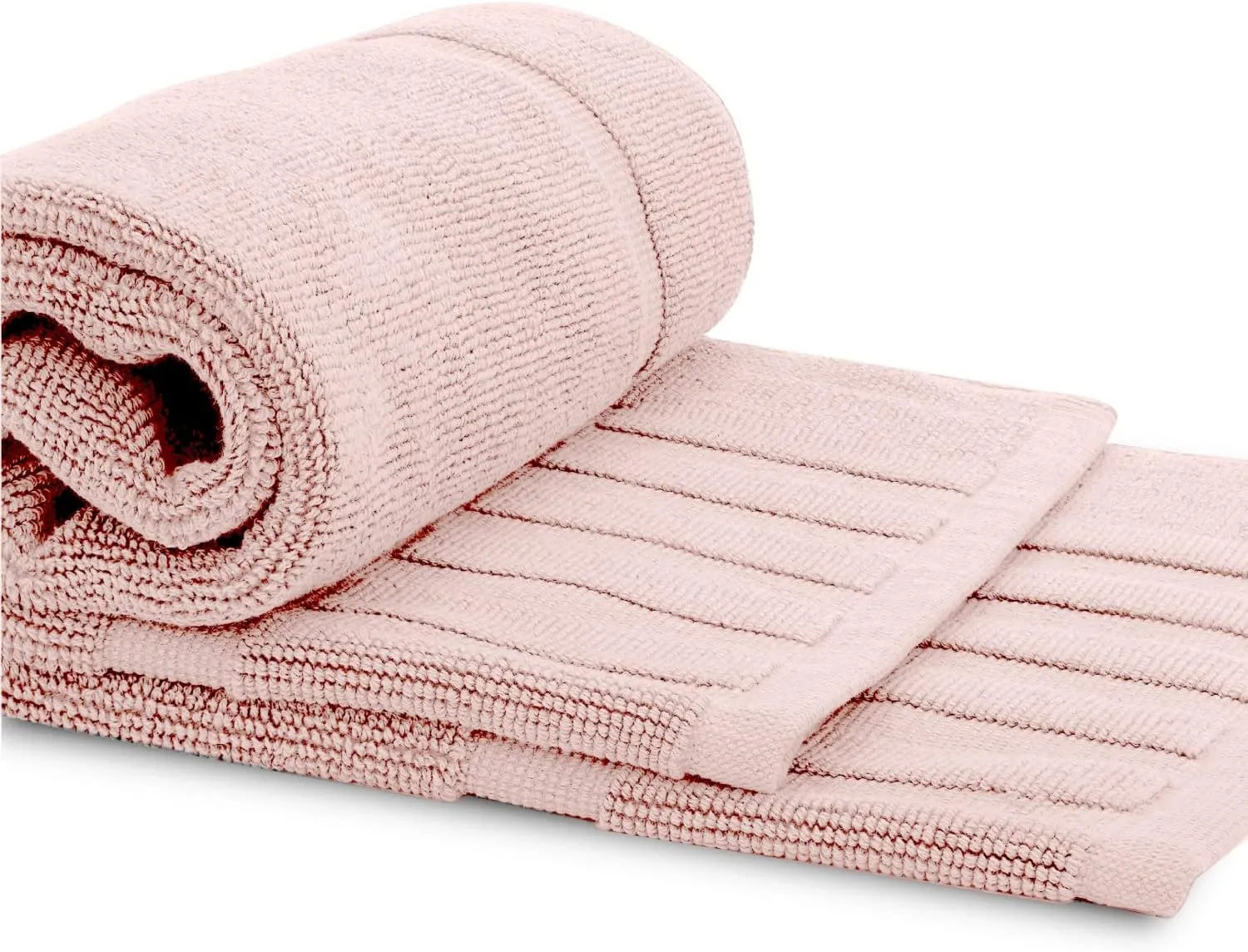 White Classic Luxury Bath Mat Floor Towel Set - Absorbent Cotton Hotel Spa Shower/Bathtub Mats [Not a Bathroom Rug] 22"x34" | 2 Pack | Pink