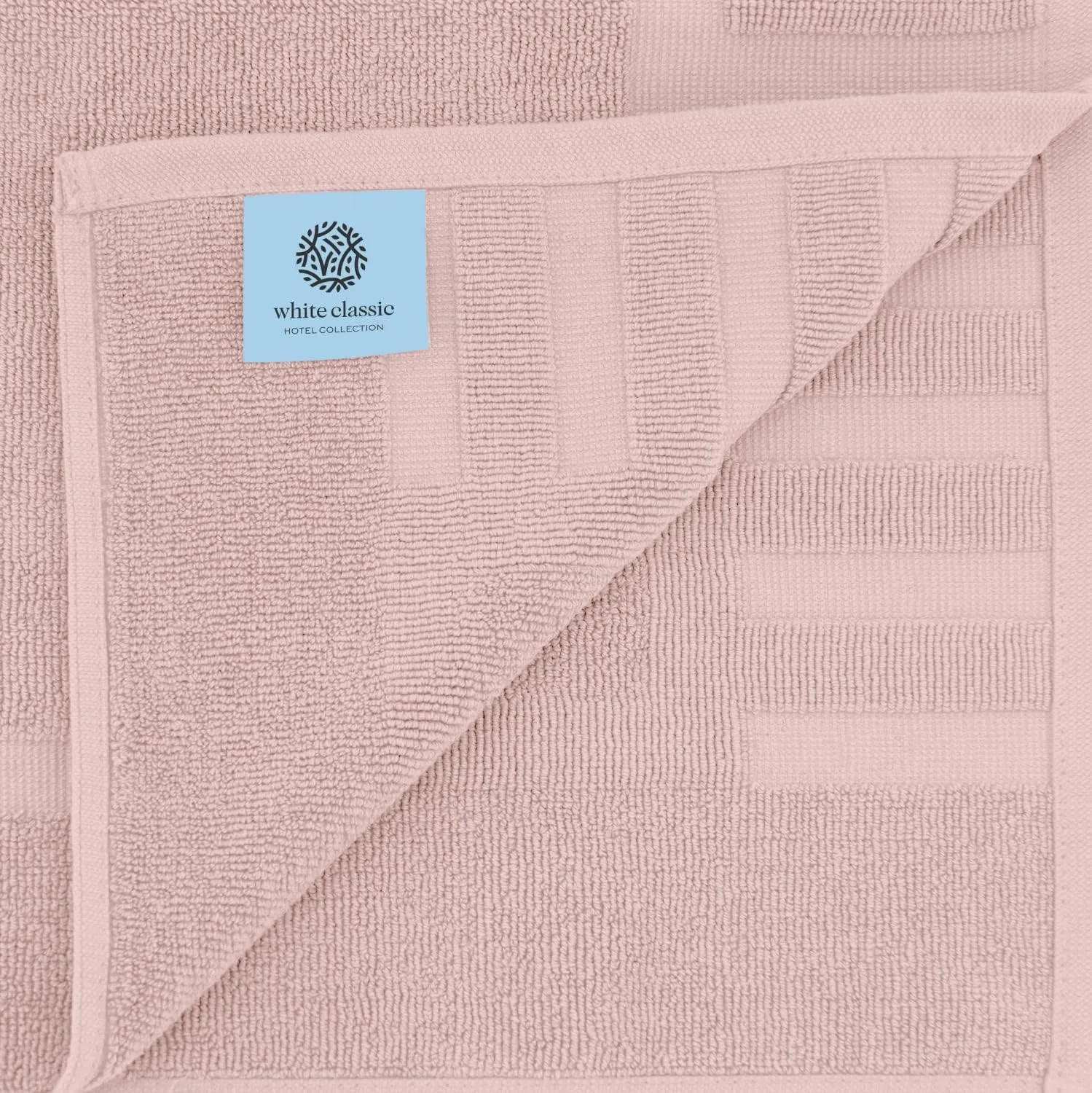 White Classic Luxury Bath Mat Floor Towel Set - Absorbent Cotton Hotel Spa Shower/Bathtub Mats [Not a Bathroom Rug] 22"x34" | 2 Pack | Pink