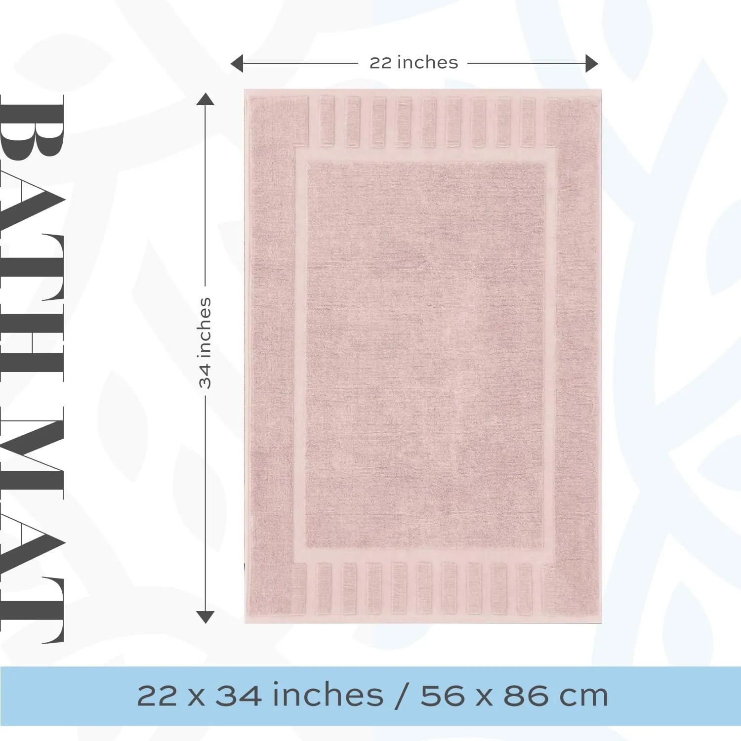 White Classic Luxury Bath Mat Floor Towel Set - Absorbent Cotton Hotel Spa Shower/Bathtub Mats [Not a Bathroom Rug] 22"x34" | 2 Pack | Pink