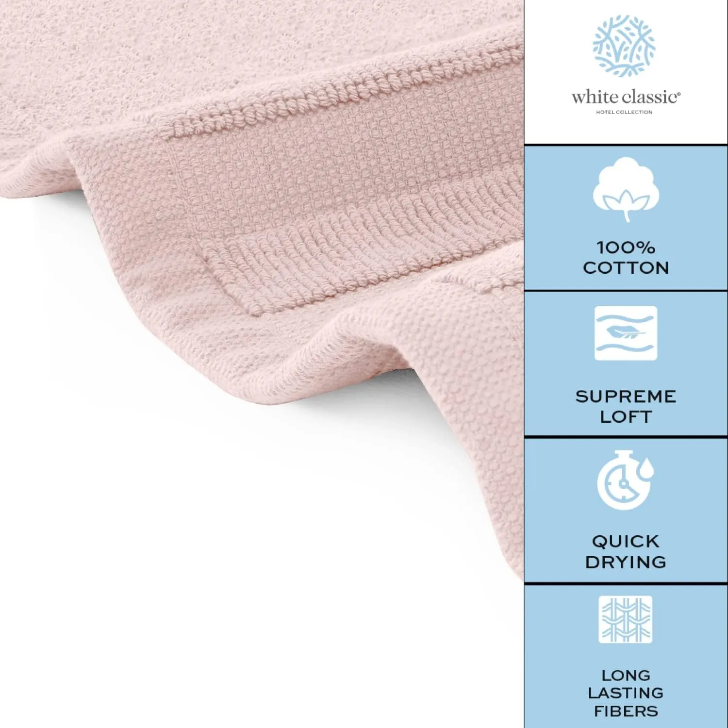 White Classic Luxury Bath Mat Floor Towel Set - Absorbent Cotton Hotel Spa Shower/Bathtub Mats [Not a Bathroom Rug] 22"x34" | 2 Pack | Pink