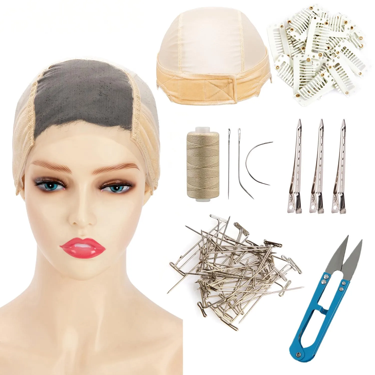 Wig Caps, HD Lace Wig Cap with Grip Band for Keeping Wigs in Place, Adjustable Wig Grip Cap with Velcro Headband, Wig Caps for Women, Blonde 4x5 Transparent Lace Reusable Caps