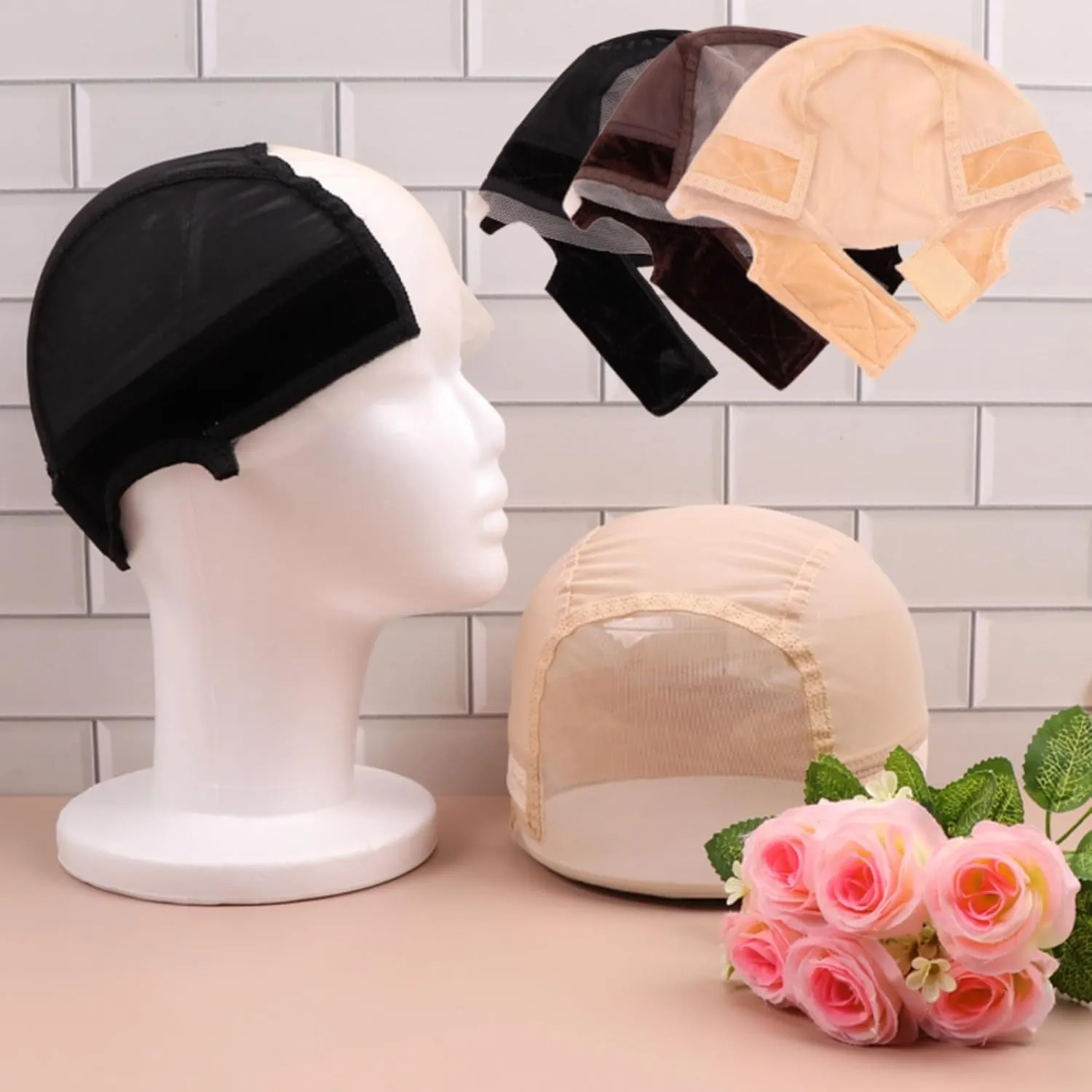 Wig Caps, HD Lace Wig Cap with Grip Band for Keeping Wigs in Place, Adjustable Wig Grip Cap with Velcro Headband, Wig Caps for Women, Blonde 4x5 Transparent Lace Reusable Caps