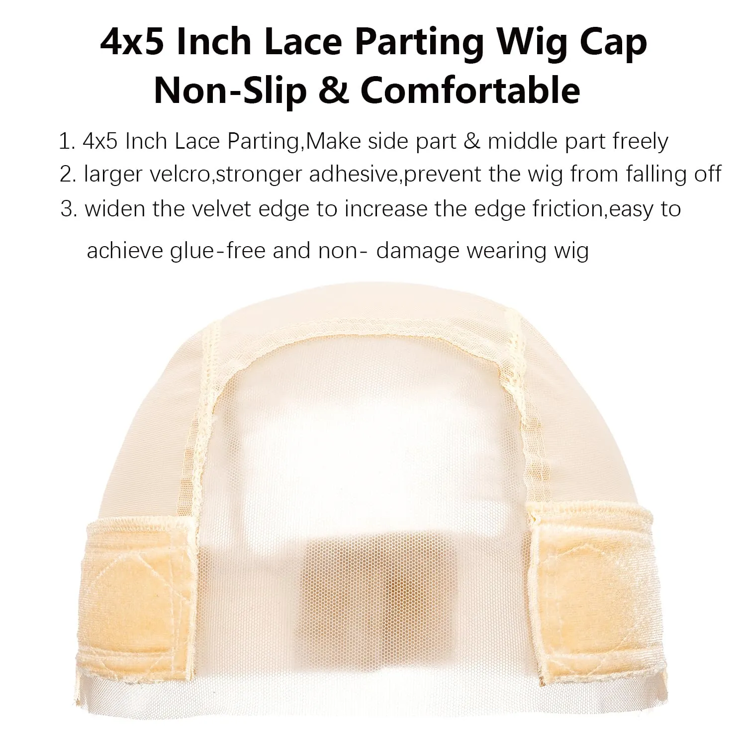 Wig Caps, HD Lace Wig Cap with Grip Band for Keeping Wigs in Place, Adjustable Wig Grip Cap with Velcro Headband, Wig Caps for Women, Blonde 4x5 Transparent Lace Reusable Caps