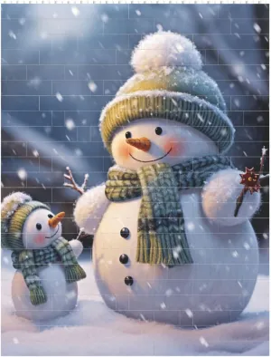 Winter Snowman Building Block Puzzle Personalized Building Bricks for Adults Square Shaped Block Puzzle Building Brick Block Puzzles Valentine's Day Gifts for Home Decor Brick Puzzle