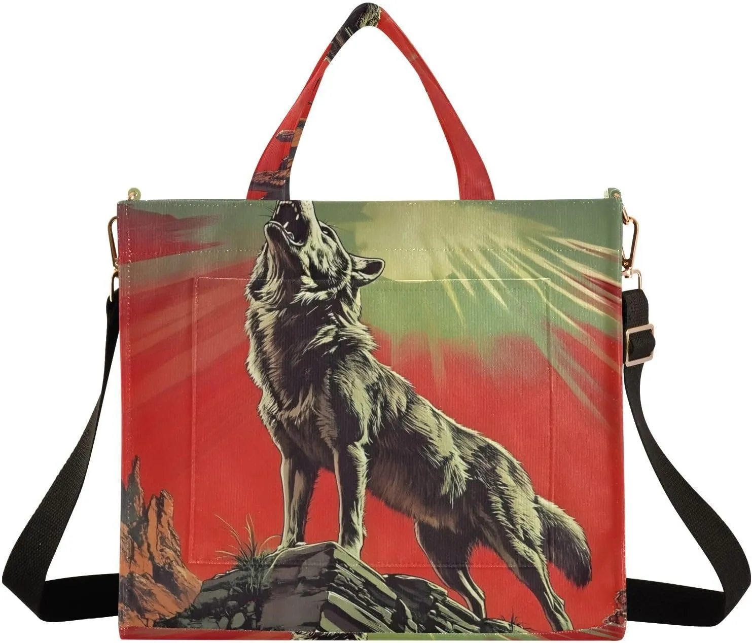 Wolf Angry Tote Bag for Women Stylish Handbag Large Crossbody Bag with Inner Pocket S