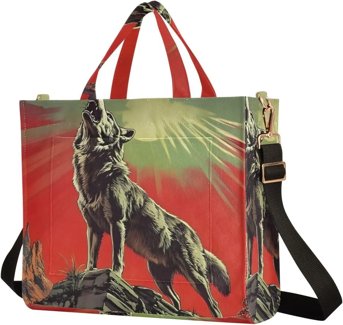 Wolf Angry Tote Bag for Women Stylish Handbag Large Crossbody Bag with Inner Pocket S