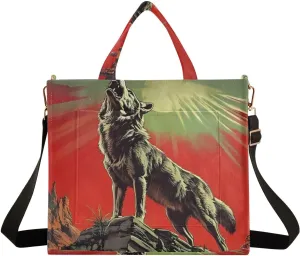 Wolf Angry Tote Bag for Women Stylish Handbag Large Crossbody Bag with Inner Pocket S
