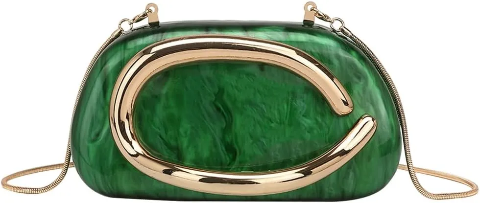 Women Acrylic Evening Handbags Trendy Crossbody Metal Decoration Shoulder Bag with Chain Causal Evening Clutch Purse 2025