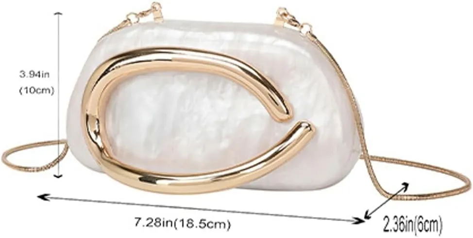 Women Acrylic Evening Handbags Trendy Crossbody Metal Decoration Shoulder Bag with Chain Causal Evening Clutch Purse 2025