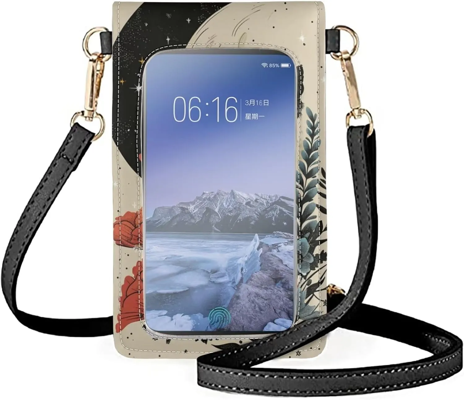 Women Cell Phone Crossbody Purse Waterproof PU Leather Shoulder Handbag Wallet with Touch Screen Window