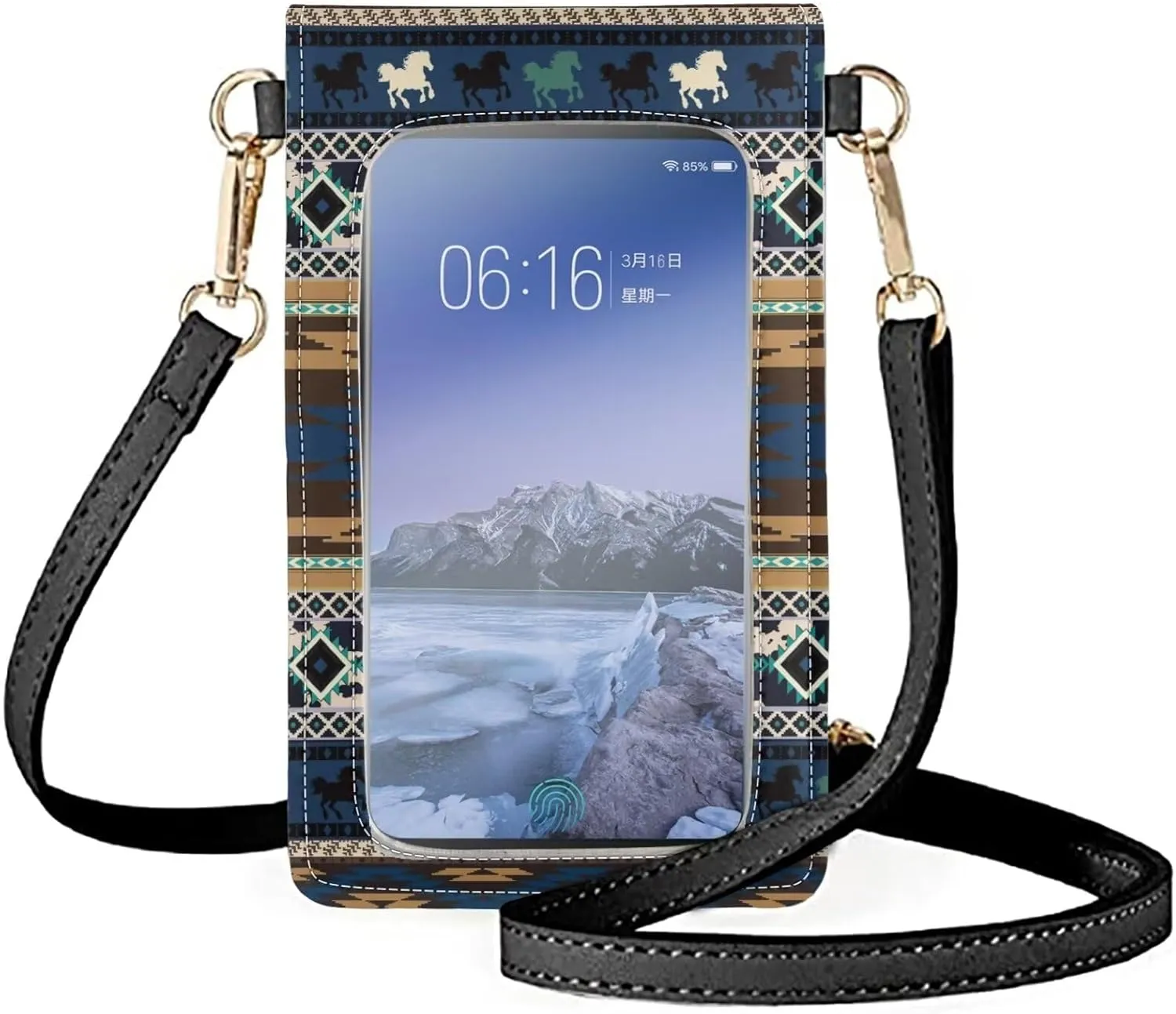 Women Cell Phone Crossbody Purse Waterproof PU Leather Shoulder Handbag Wallet with Touch Screen Window