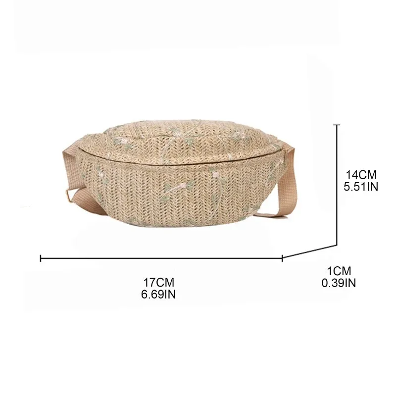 Women Fashion Straw Waist Fanny Pack