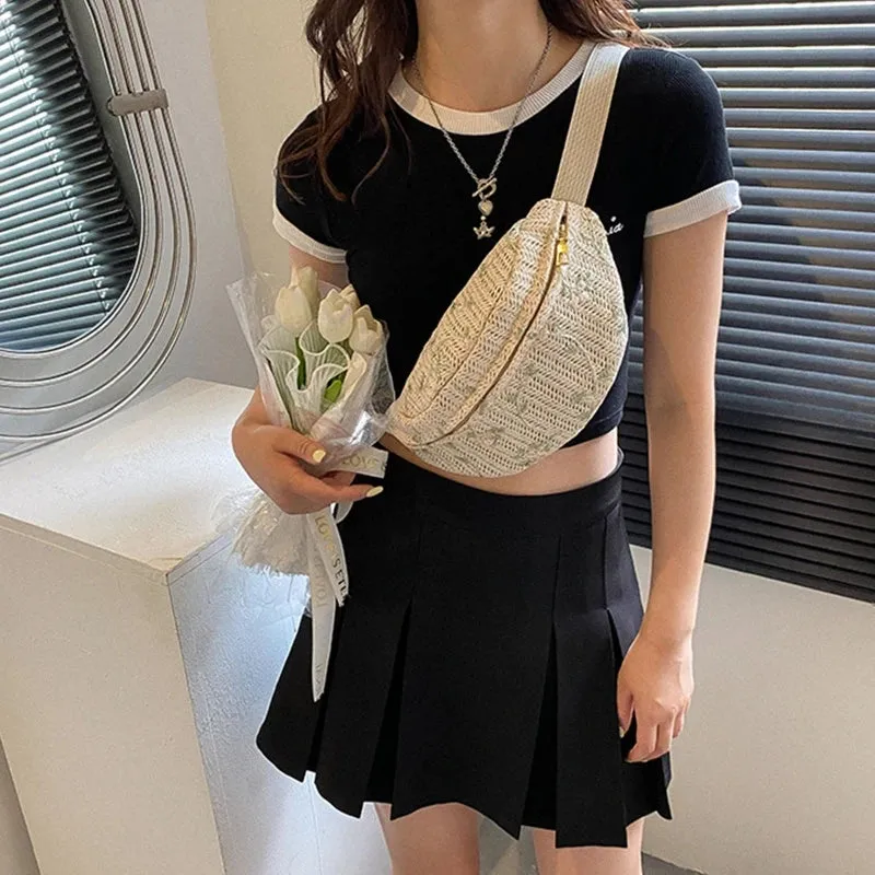 Women Fashion Straw Waist Fanny Pack