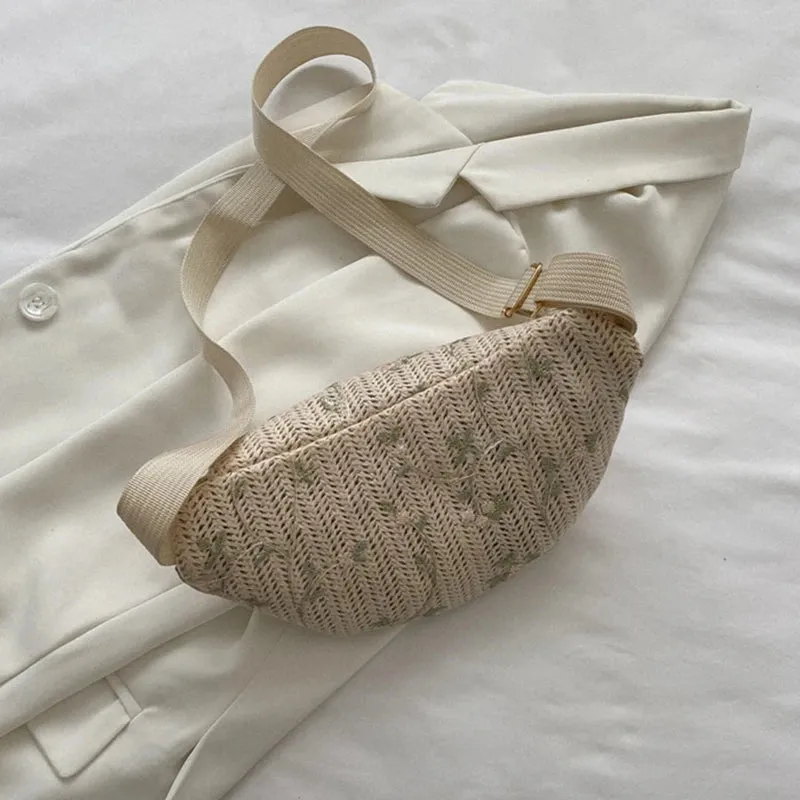 Women Fashion Straw Waist Fanny Pack