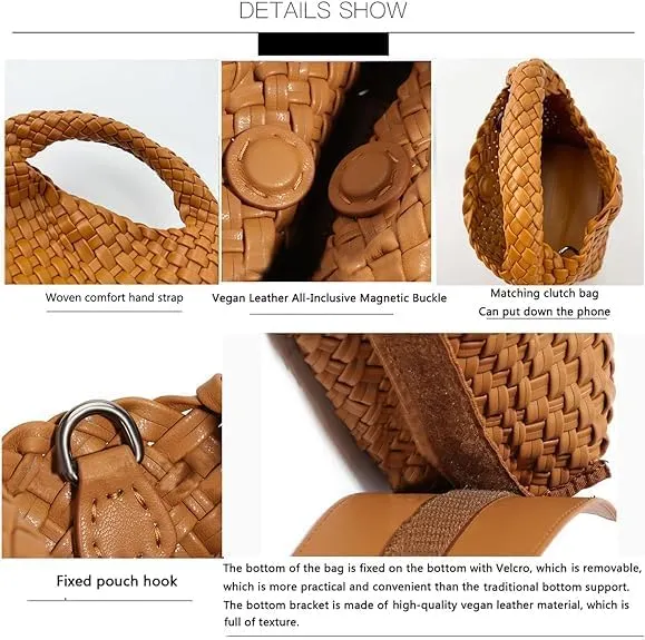 Women Handbag Popular Woven Tote Bag Bucket Composite Bag Knitting Chain Bag Crossbody Female Shoulder Bag Shopper Purses
