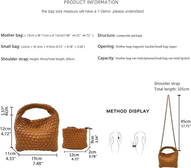 Women Handbag Popular Woven Tote Bag Bucket Composite Bag Knitting Chain Bag Crossbody Female Shoulder Bag Shopper Purses