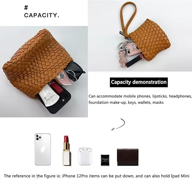 Women Handbag Popular Woven Tote Bag Bucket Composite Bag Knitting Chain Bag Crossbody Female Shoulder Bag Shopper Purses