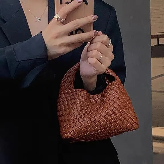 Women Handbag Popular Woven Tote Bag Bucket Composite Bag Knitting Chain Bag Crossbody Female Shoulder Bag Shopper Purses