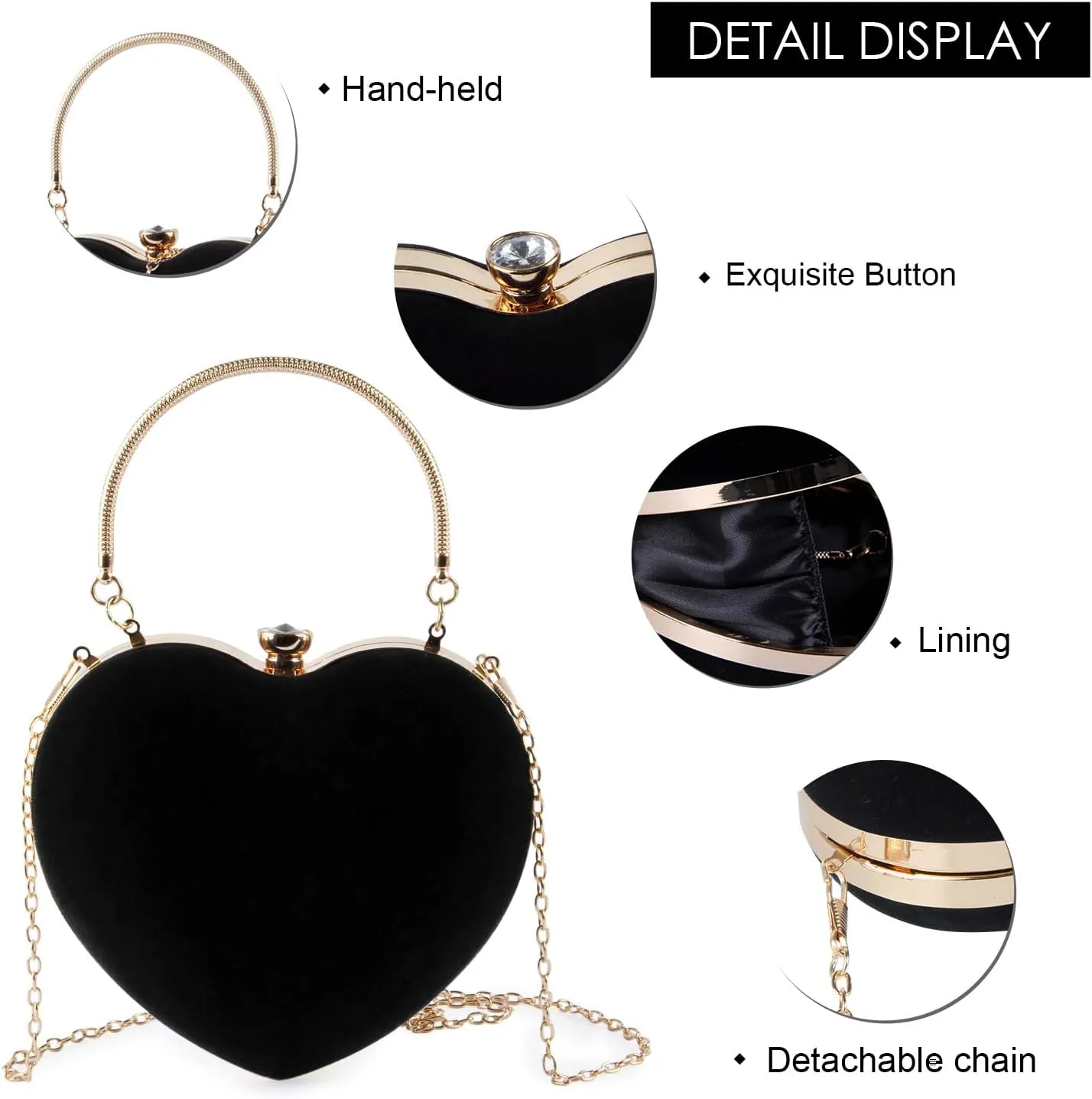 Women Heart Purse Wedding Party Evening Bag Cute Heart Shaped Clutch Small Cocktail Prom Tote Handbag