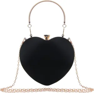 Women Heart Purse Wedding Party Evening Bag Cute Heart Shaped Clutch Small Cocktail Prom Tote Handbag