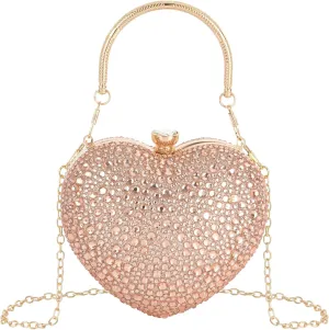 Women Heart Shaped Clutch Handbag Wedding Party Evening Bag Mini Chain Purse Cocktail Prom Tote Shoulder Bag