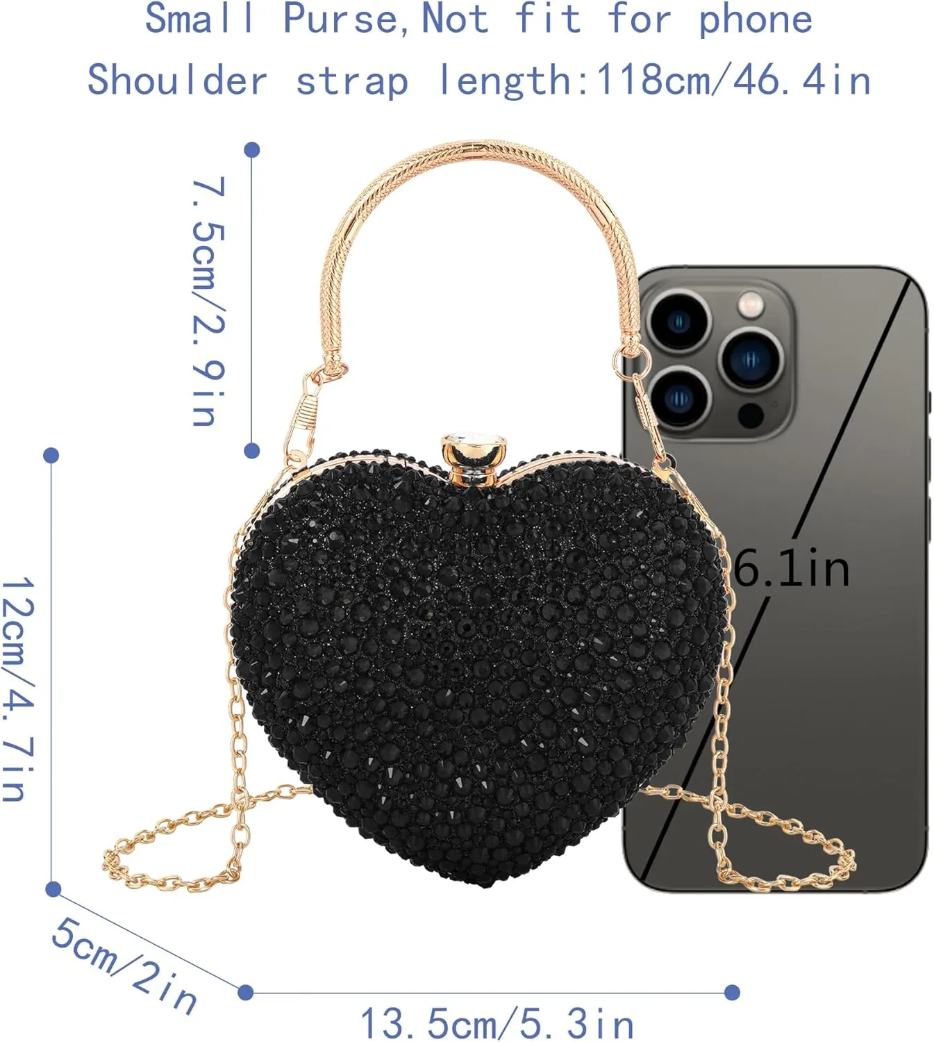 Women Heart Shaped Clutch Handbag Wedding Party Evening Bag Mini Chain Purse Cocktail Prom Tote Shoulder Bag
