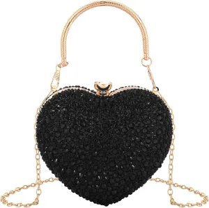 Women Heart Shaped Clutch Handbag Wedding Party Evening Bag Mini Chain Purse Cocktail Prom Tote Shoulder Bag