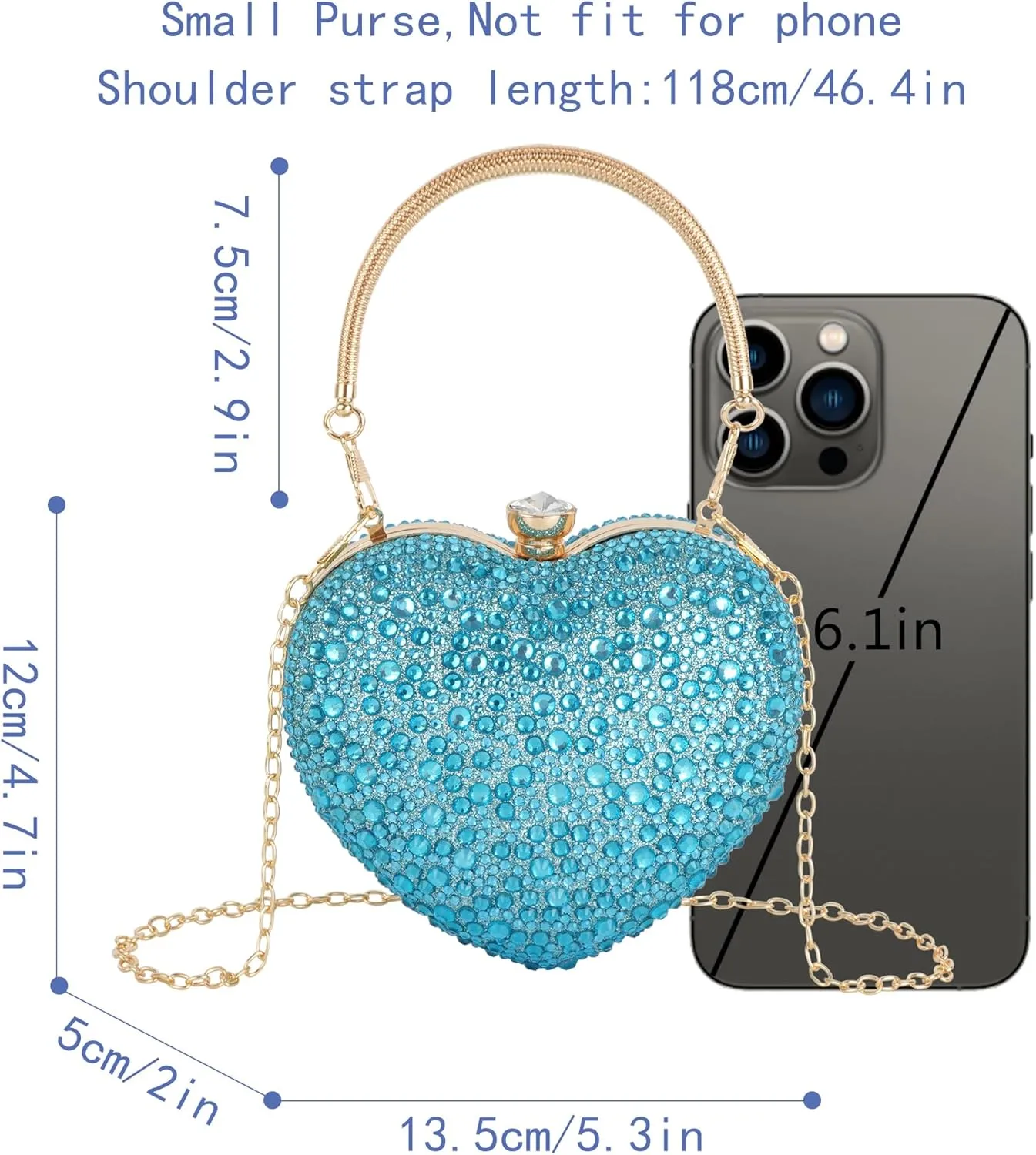 Women Heart Shaped Clutch Handbag Wedding Party Evening Bag Mini Chain Purse Cocktail Prom Tote Shoulder Bag