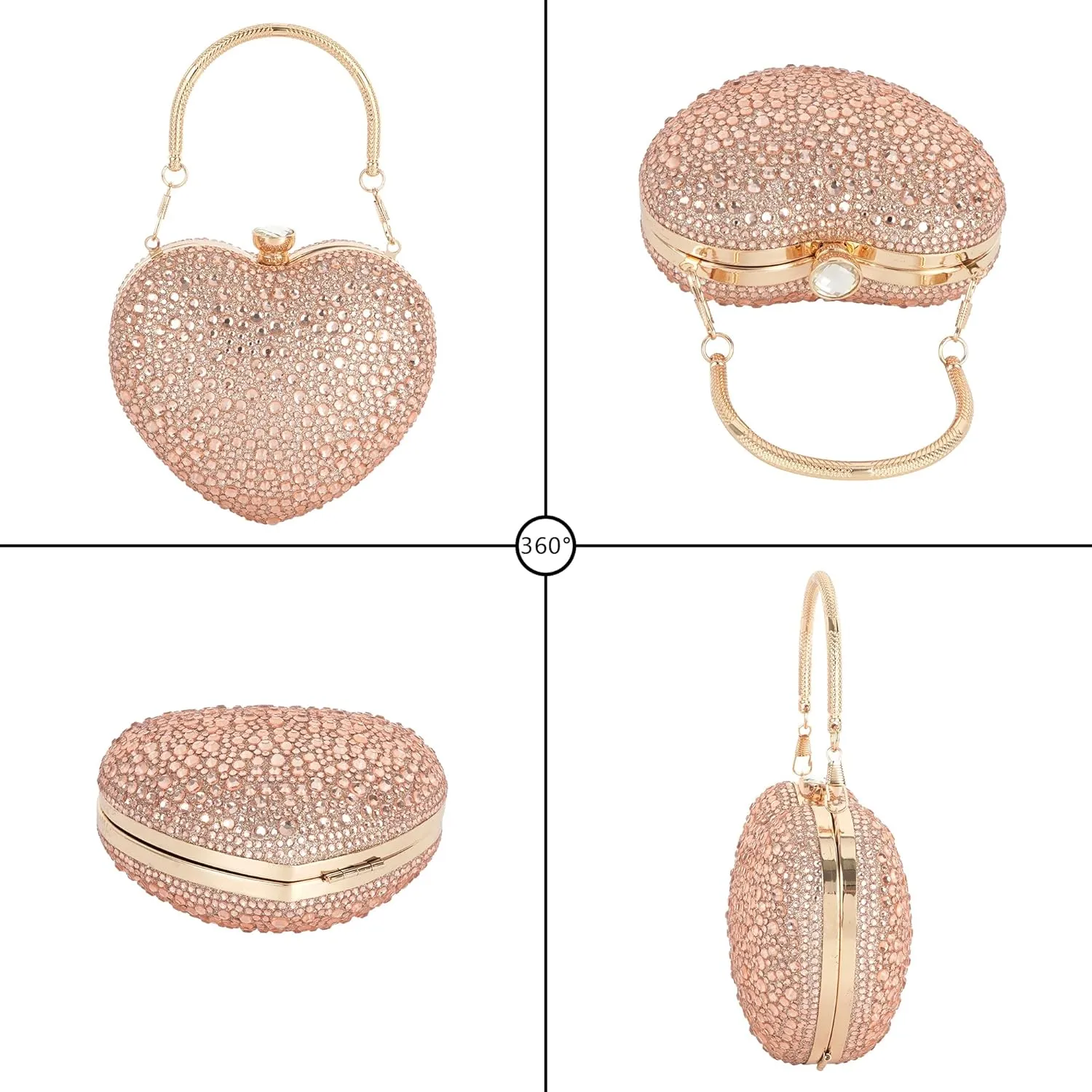 Women Heart Shaped Clutch Handbag Wedding Party Evening Bag Mini Chain Purse Cocktail Prom Tote Shoulder Bag
