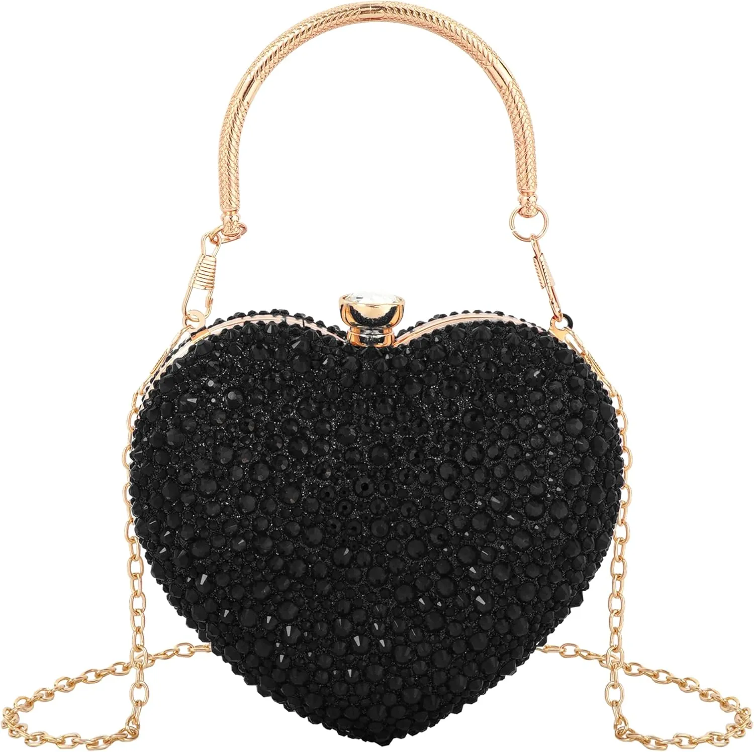 Women Heart Shaped Clutch Handbag Wedding Party Evening Bag Mini Chain Purse Cocktail Prom Tote Shoulder Bag