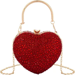 Women Heart Shaped Clutch Handbag Wedding Party Evening Bag Mini Chain Purse Cocktail Prom Tote Shoulder Bag