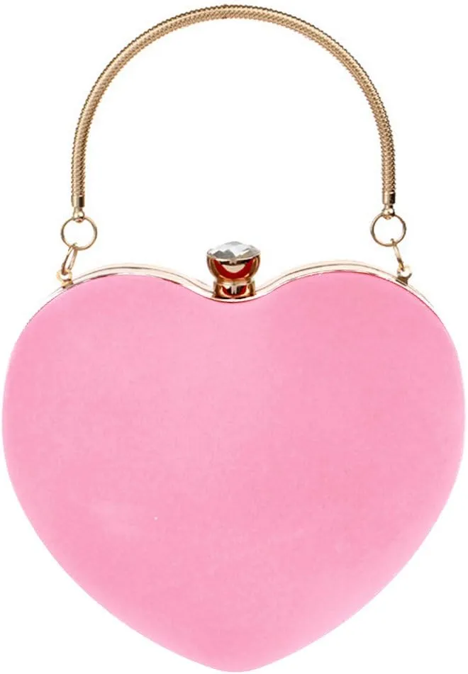 Women Heart Shaped Handbag Mini Clutch Chain Purse Chic Shoulder Bag Evening Tote