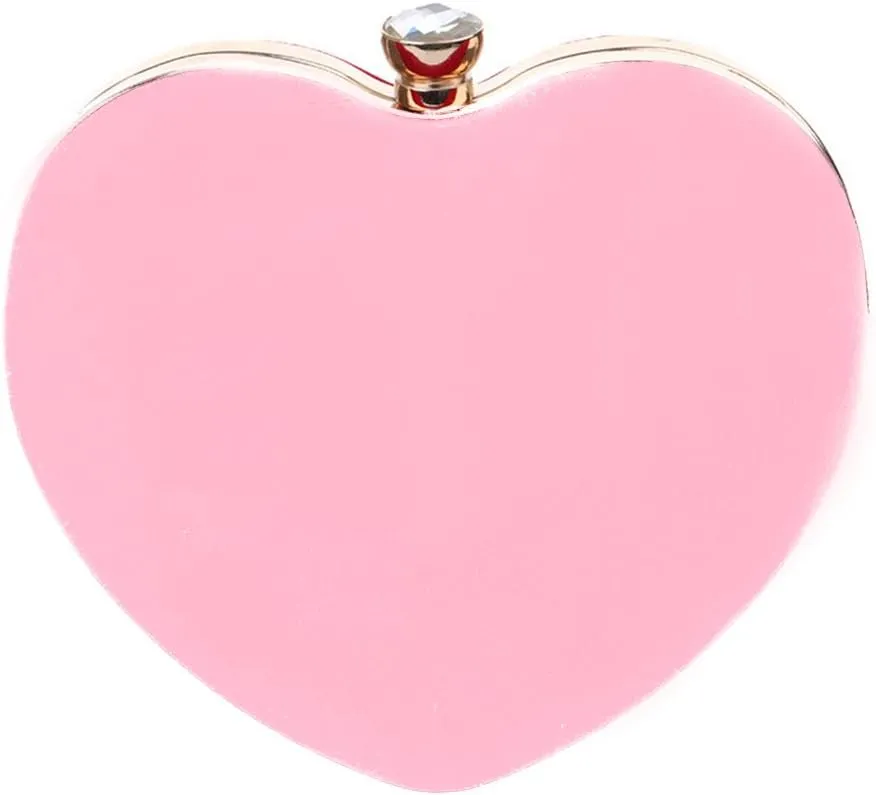 Women Heart Shaped Handbag Mini Clutch Chain Purse Chic Shoulder Bag Evening Tote