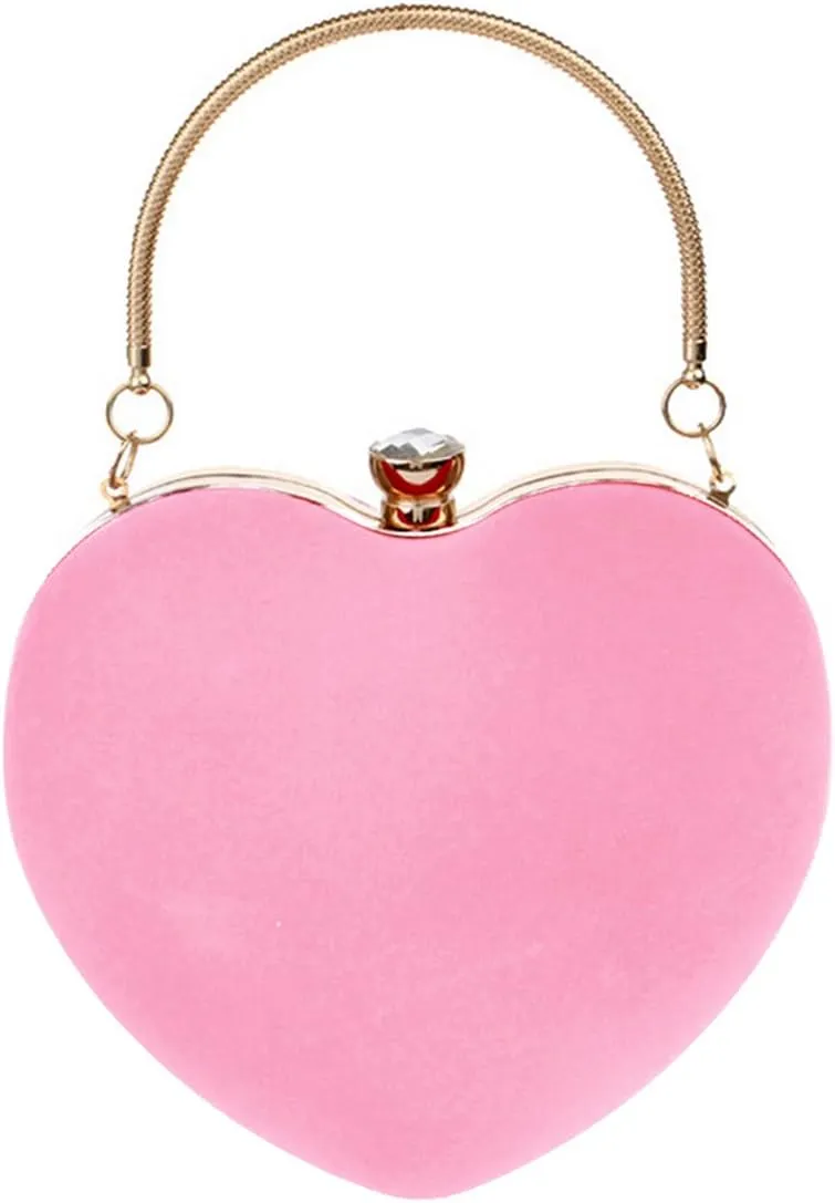 Women Heart Shaped Handbag Mini Clutch Chain Purse Chic Shoulder Bag Evening Tote