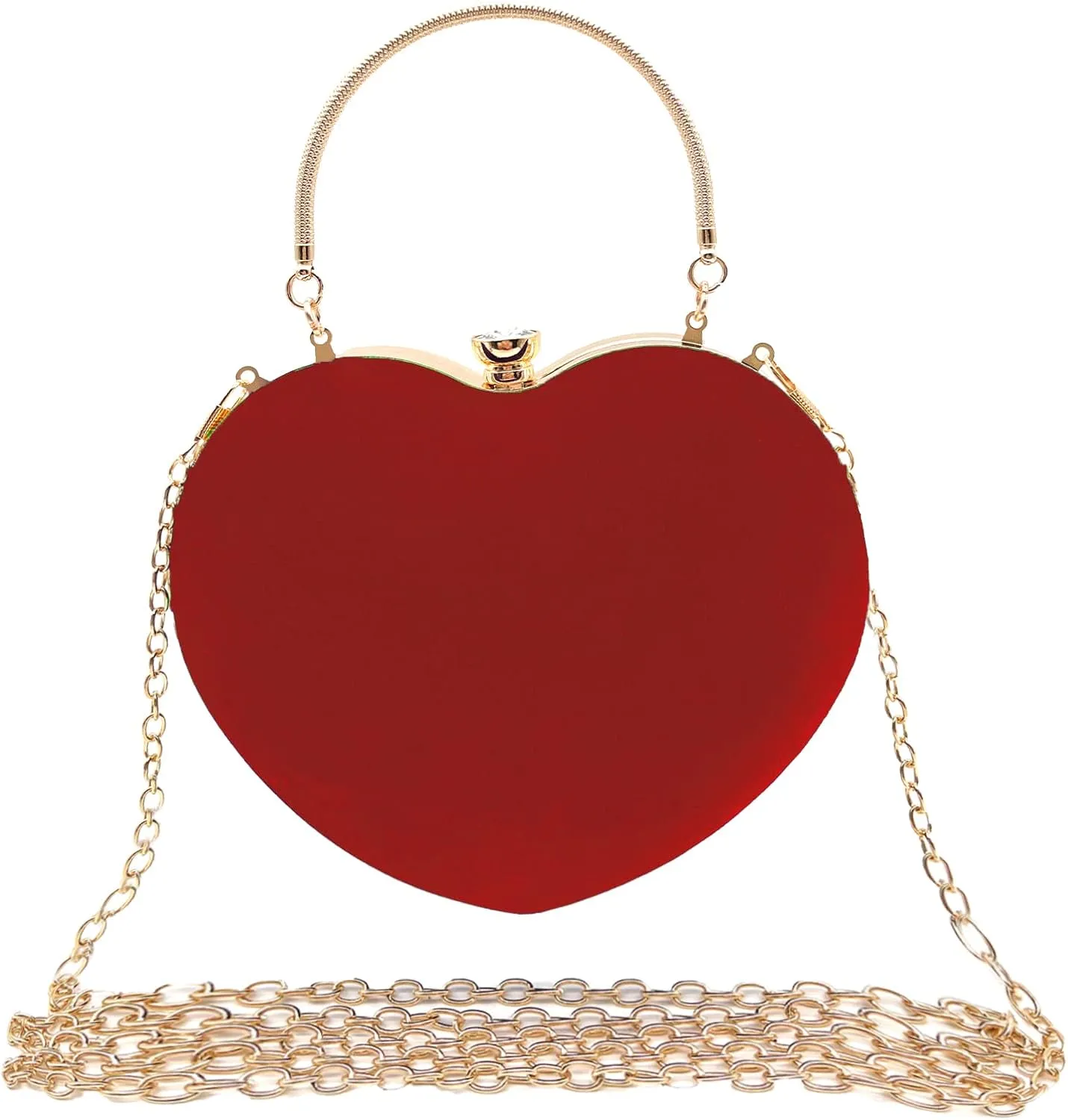 Women Heart Shaped Handbag Wedding Party Evening Bag Mini Clutch Chain Purse Cocktail Prom Evening Tote
