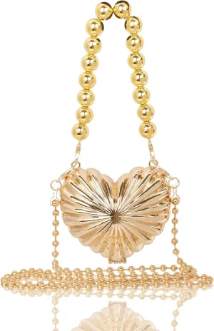 Women Mini Heart Shaped Evening Bag Shoulder Bag Small Crossbody Purse for Wedding Party Evening Handbag