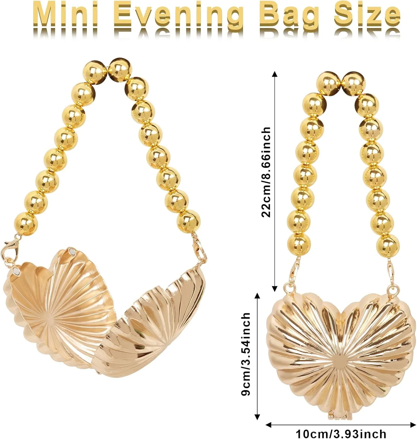 Women Mini Heart Shaped Evening Bag Shoulder Bag Small Crossbody Purse for Wedding Party Evening Handbag
