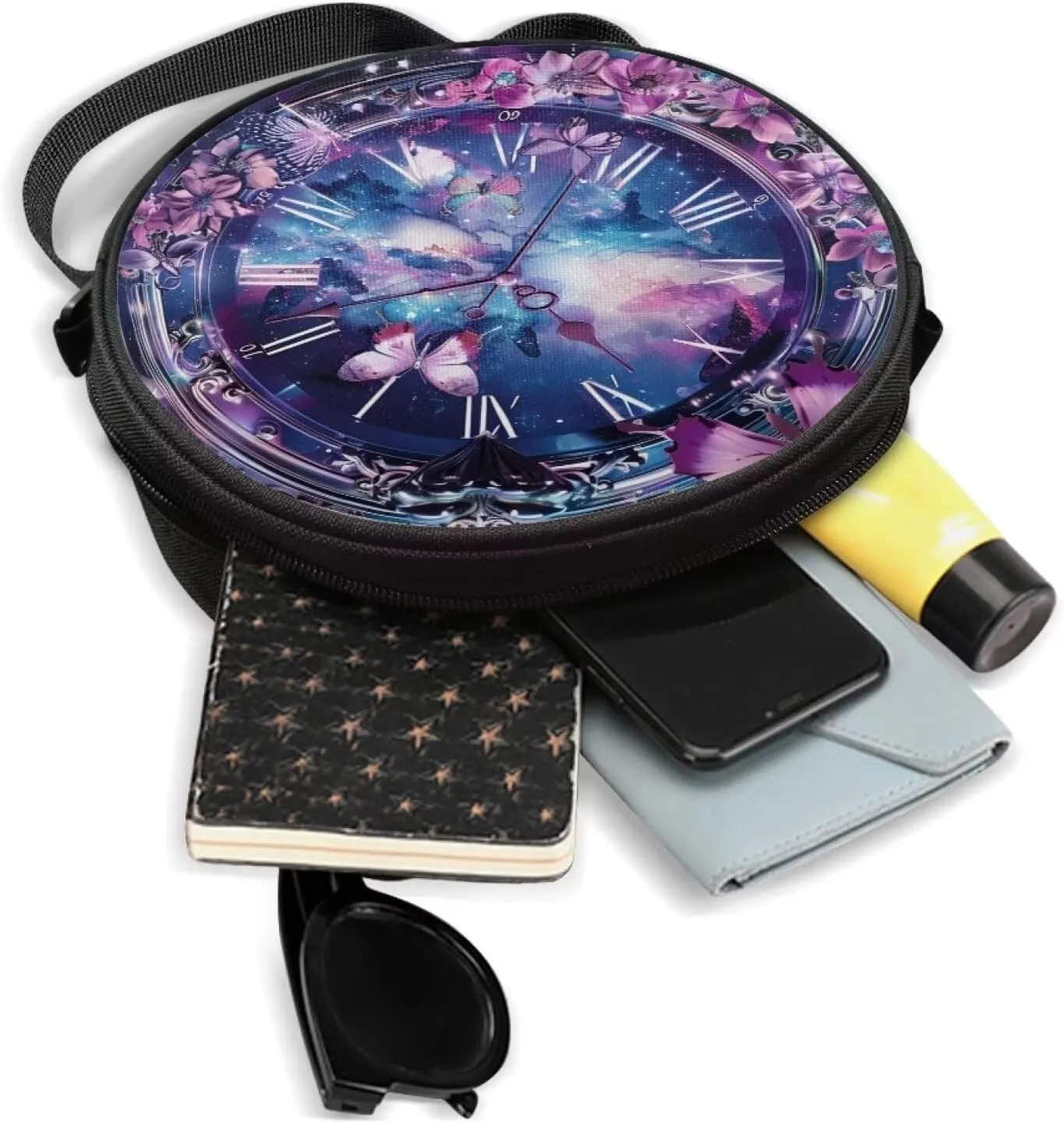 Women Novelty Round Clock Shape Zippered Clock Purses for Women Tote Handbag Shoulder Bag, Gift for Mom Girlfriend