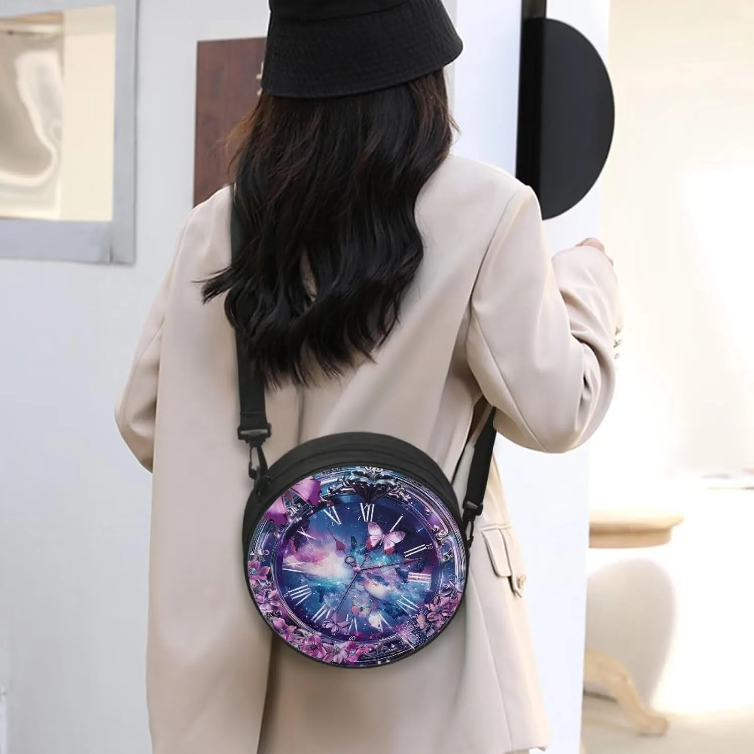 Women Novelty Round Clock Shape Zippered Clock Purses for Women Tote Handbag Shoulder Bag, Gift for Mom Girlfriend