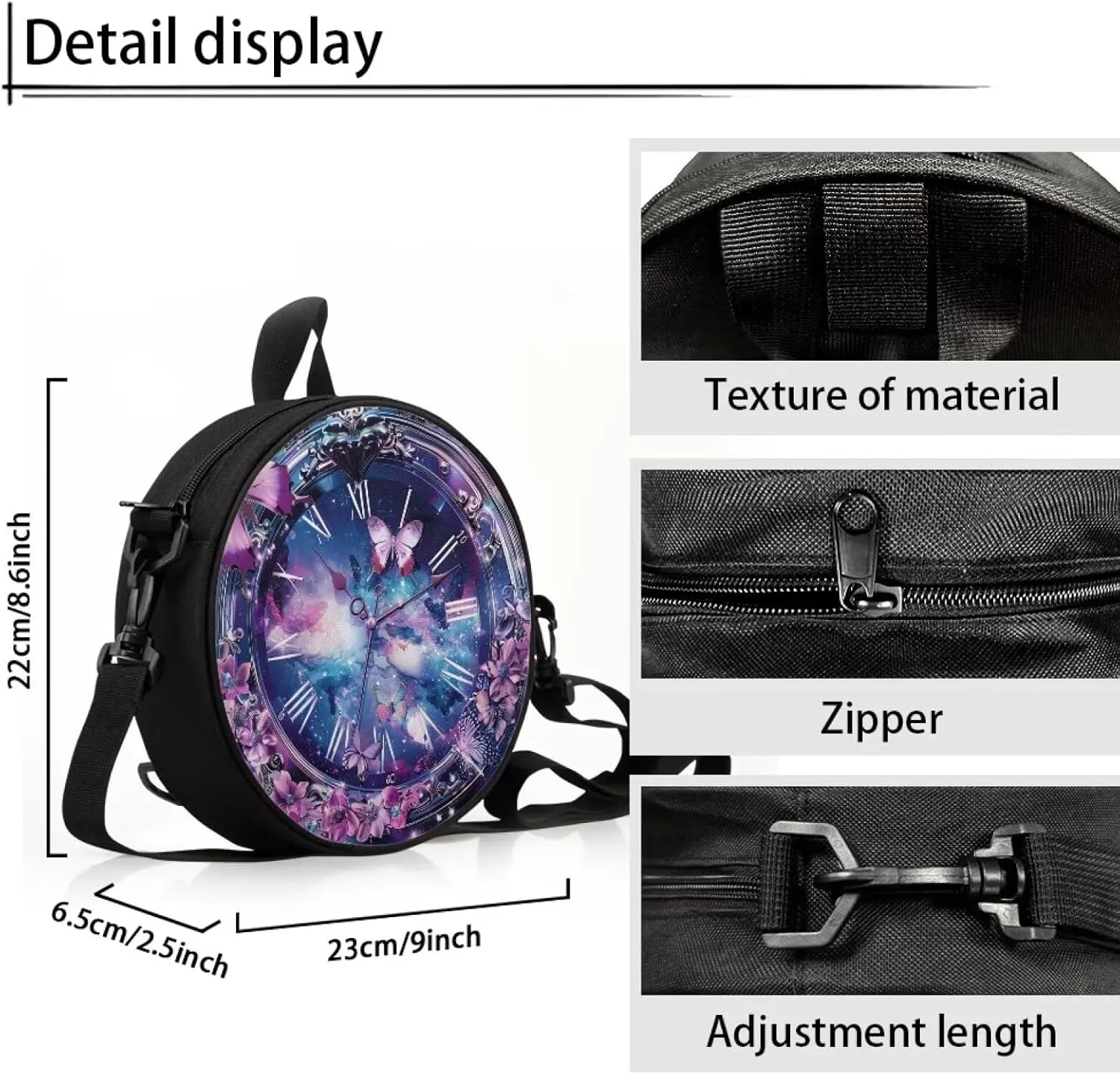 Women Novelty Round Clock Shape Zippered Clock Purses for Women Tote Handbag Shoulder Bag, Gift for Mom Girlfriend