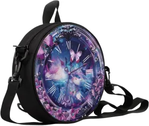 Women Novelty Round Clock Shape Zippered Clock Purses for Women Tote Handbag Shoulder Bag, Gift for Mom Girlfriend