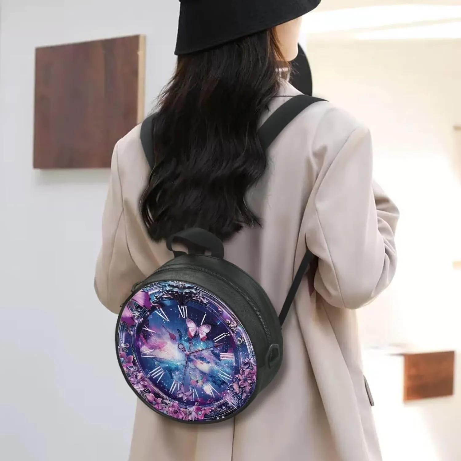 Women Novelty Round Clock Shape Zippered Clock Purses for Women Tote Handbag Shoulder Bag, Gift for Mom Girlfriend
