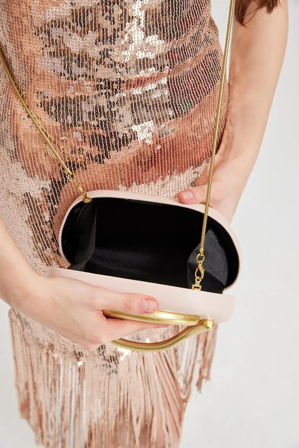 Women PU Leather Metal Handle Handbag Trendy Commuting Compact Stone Purse Hand-held Causal Shoulder Clutch Bag