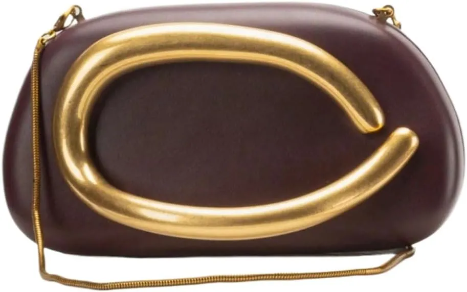 Women PU Leather Metal Handle Handbag Trendy Commuting Compact Stone Purse Hand-held Causal Shoulder Clutch Bag