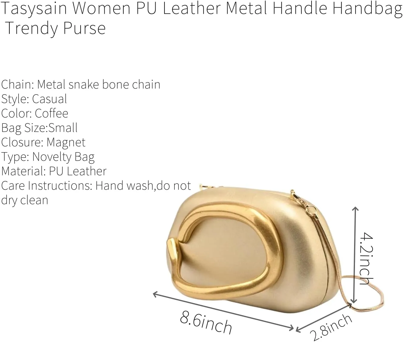 Women PU Leather Metal Handle Handbag Trendy Commuting Compact Stone Purse Hand-held Causal Shoulder Clutch Bag