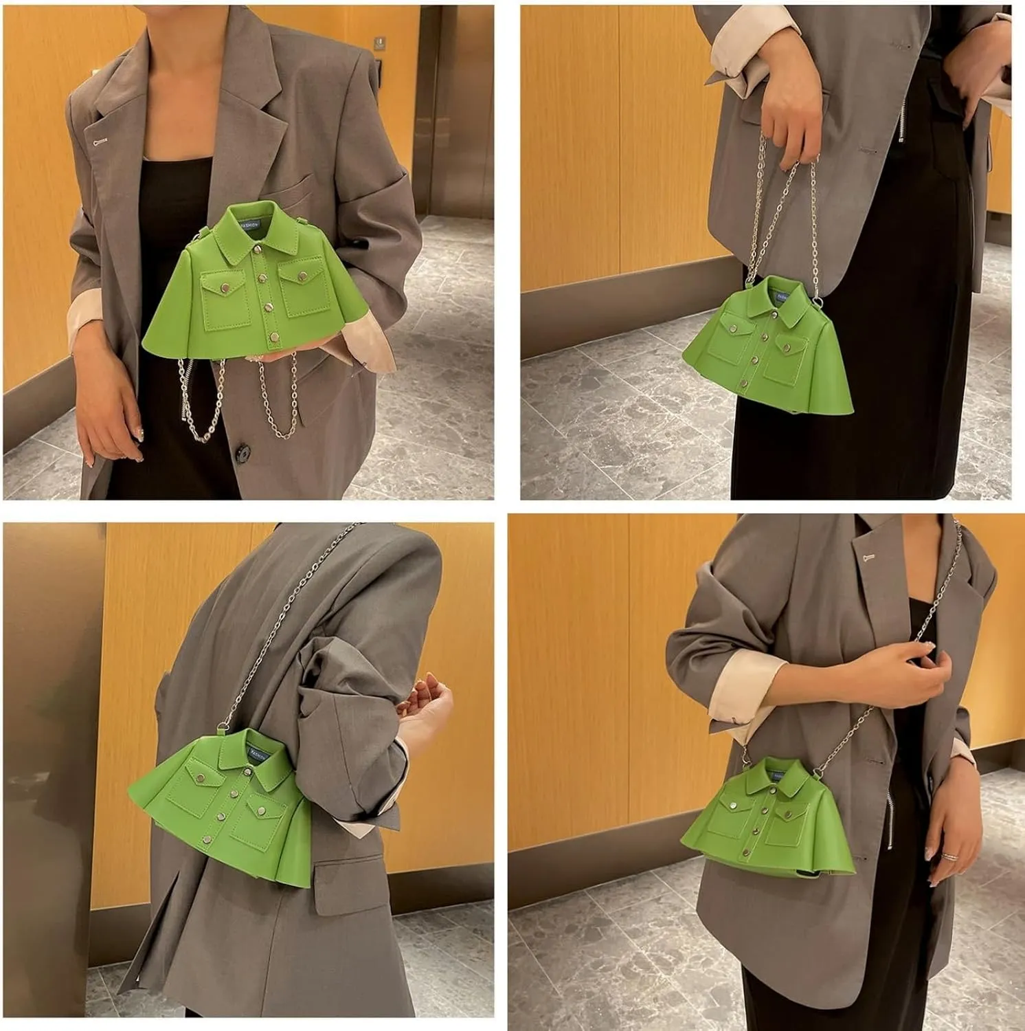 Women Shirt Shaped Satchel PU Leather Shoulder Bag Unique Crossbody Clutch Handbags Cute Jacket Bag Ladies Evening Purse