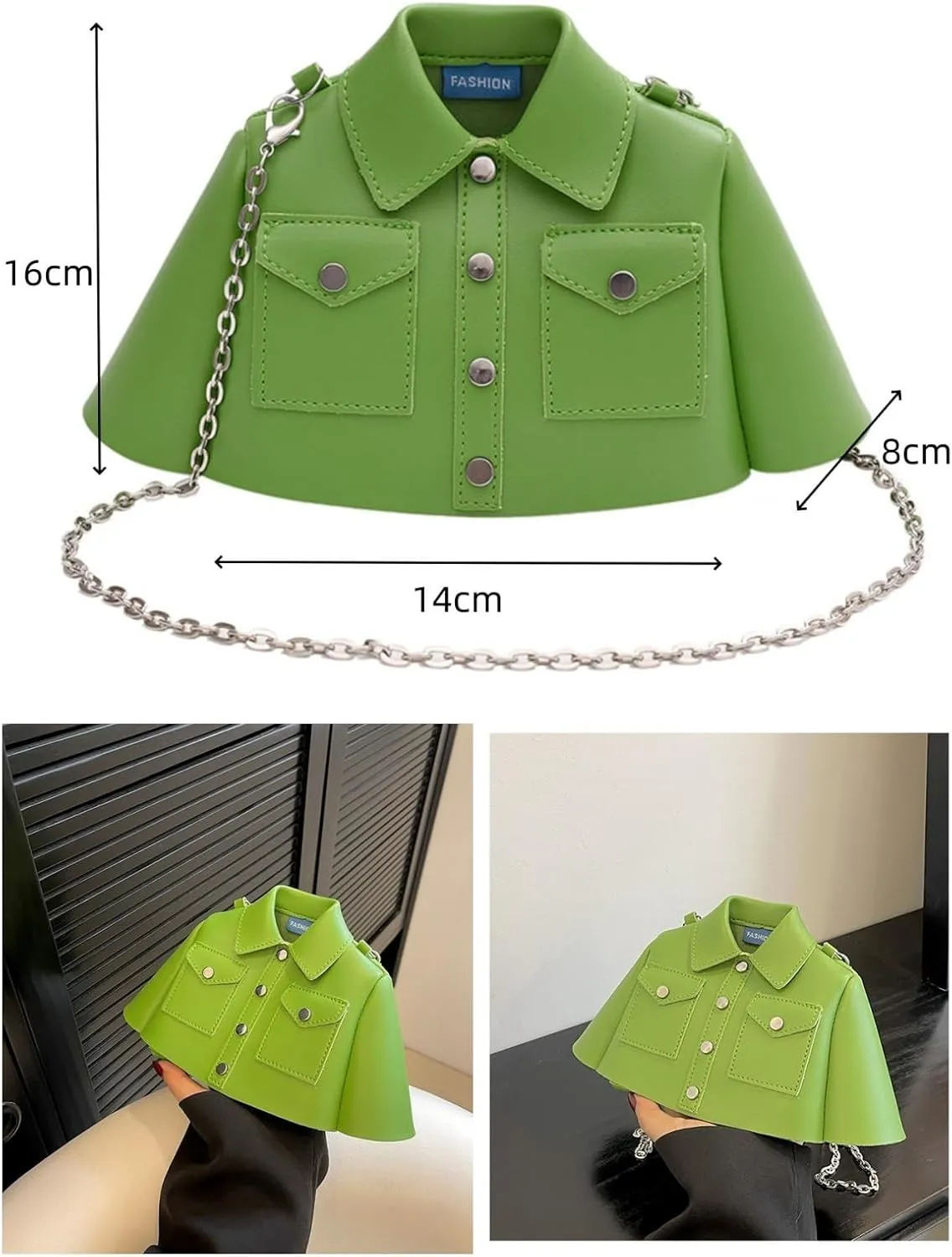 Women Shirt Shaped Satchel PU Leather Shoulder Bag Unique Crossbody Clutch Handbags Cute Jacket Bag Ladies Evening Purse