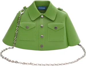 Women Shirt Shaped Satchel PU Leather Shoulder Bag Unique Crossbody Clutch Handbags Cute Jacket Bag Ladies Evening Purse